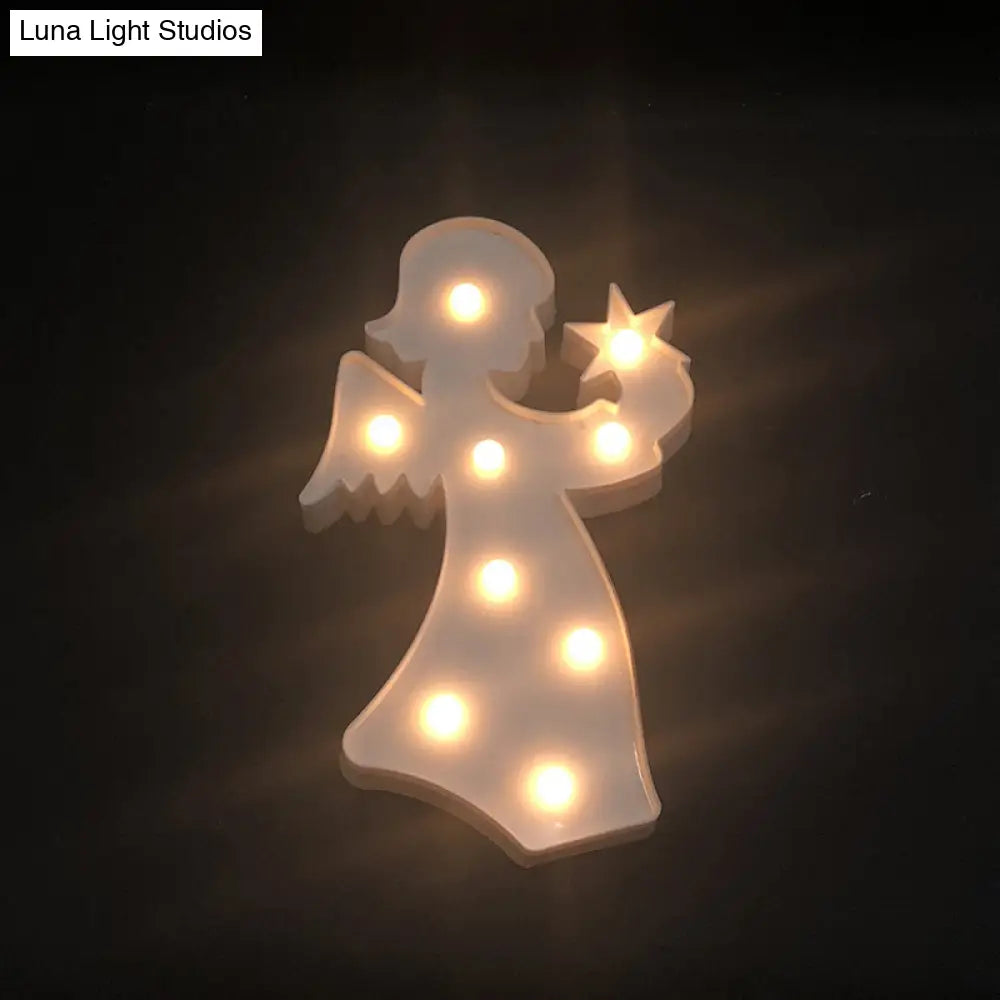 Angel Led Night Stand Lamp: Creative Plastic Wall Lighting For Girls Bedroom