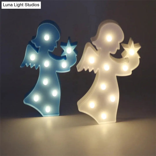 Angel Led Night Stand Lamp: Creative Plastic Wall Lighting For Girls Bedroom