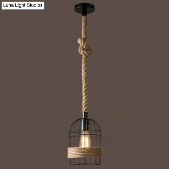 Black Iron Birdcage Pendant Light With Antique Restaurant Vintage Charm 1 /