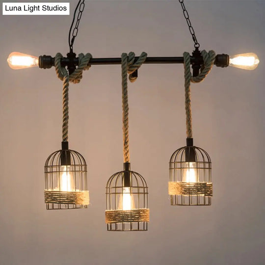 Black Iron Birdcage Pendant Light With Antique Restaurant Vintage Charm 3 /