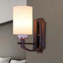 Antique Black Milky Glass Cylinder 1/2-Head Wall Sconce - Elegant Living Room Lighting Fixture 1 /