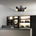 Antique Bronze/Aged Silver Ceiling Light With Stylish Wrought Iron Finish - 3 Heads Semi Flush