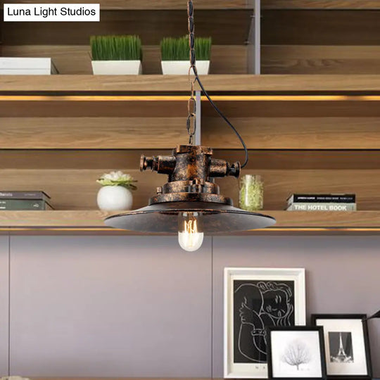 Wrought Iron Hanging Lamp - Farmhouse Pendant Light With Antique Bronze Finish