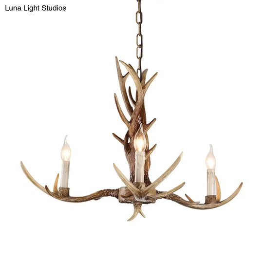 Antique Candelabra Chandelier Lighting Fixture In Beige For Living Room - 3/6/8 Lights