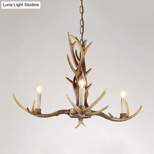 Antique Candelabra Chandelier Lighting Fixture In Beige For Living Room - 3/6/8 Lights