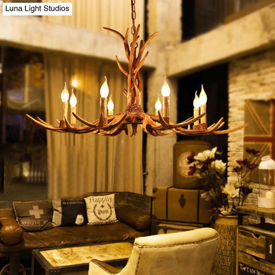 Antique Candelabra Chandelier Lighting Fixture In Beige For Living Room - 3/6/8 Lights