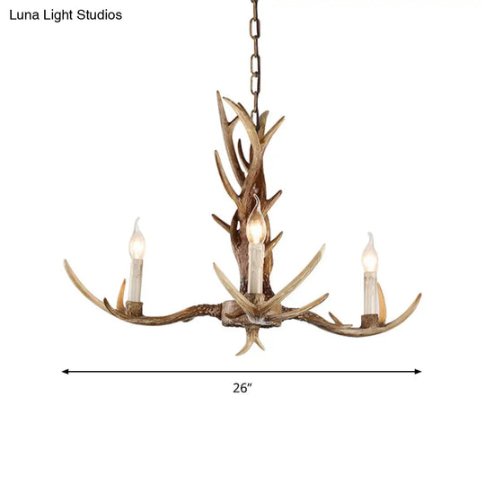 Antique Candelabra Chandelier Lighting Fixture In Beige For Living Room - 3/6/8 Lights