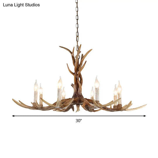 Antique Candelabra Chandelier Lighting Fixture In Beige For Living Room - 3/6/8 Lights