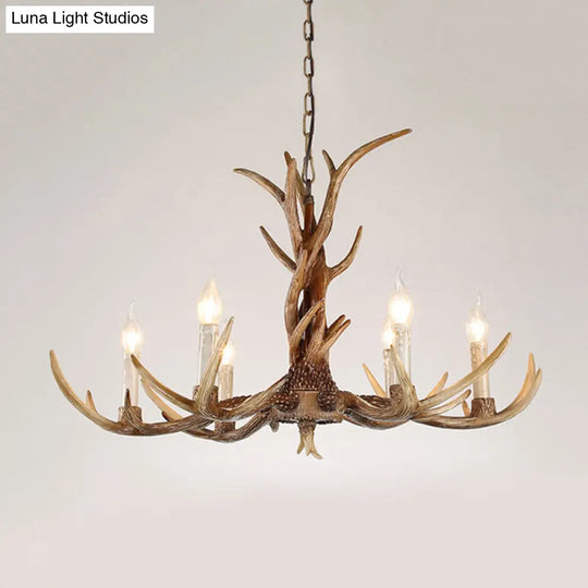 Antique Candelabra Chandelier Lighting Fixture In Beige For Living Room - 3/6/8 Lights