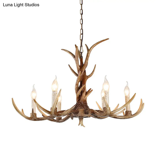 Antique Candelabra Chandelier Lighting Fixture In Beige For Living Room - 3/6/8 Lights