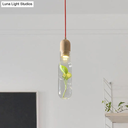 Antique Clear Glass Beige Bottle Pendant Lamp With Led Bulb For Restaurants