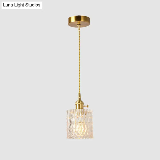 Antique Clear Glass Pendant Light Fixture For Dining Room - 1-Light Hanging Design