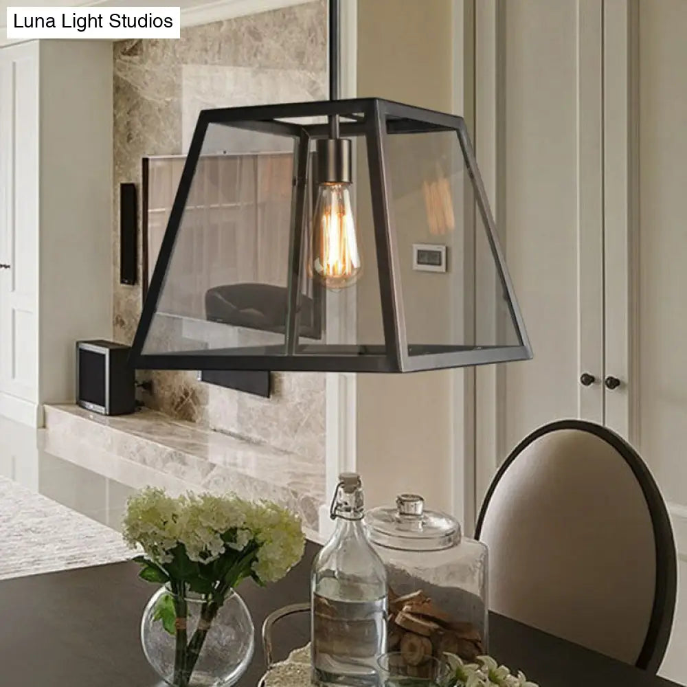 Antique Trapezoid Clear Glass Pendant Light - Ideal For Restaurants