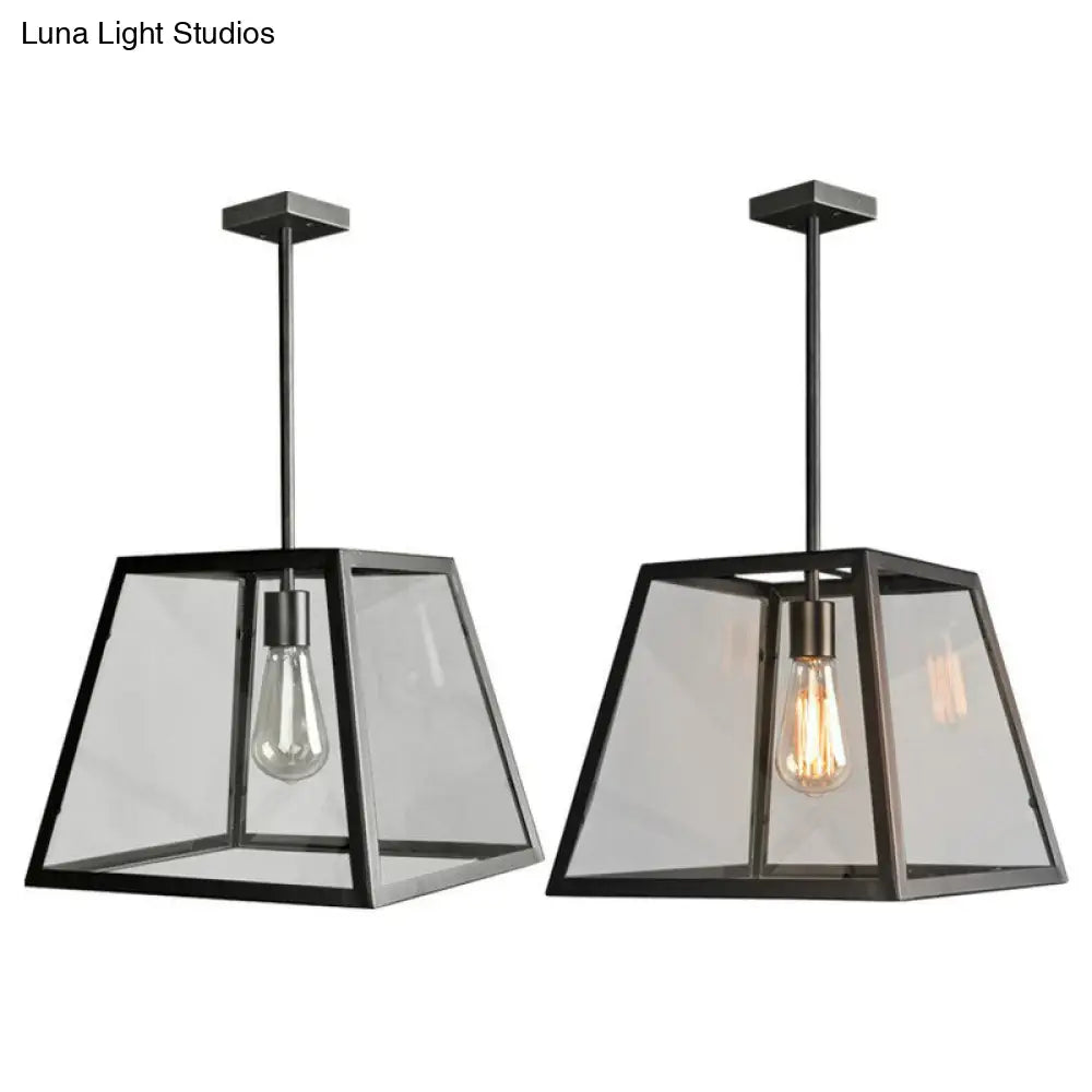 Antique Trapezoid Clear Glass Pendant Light - Ideal For Restaurants