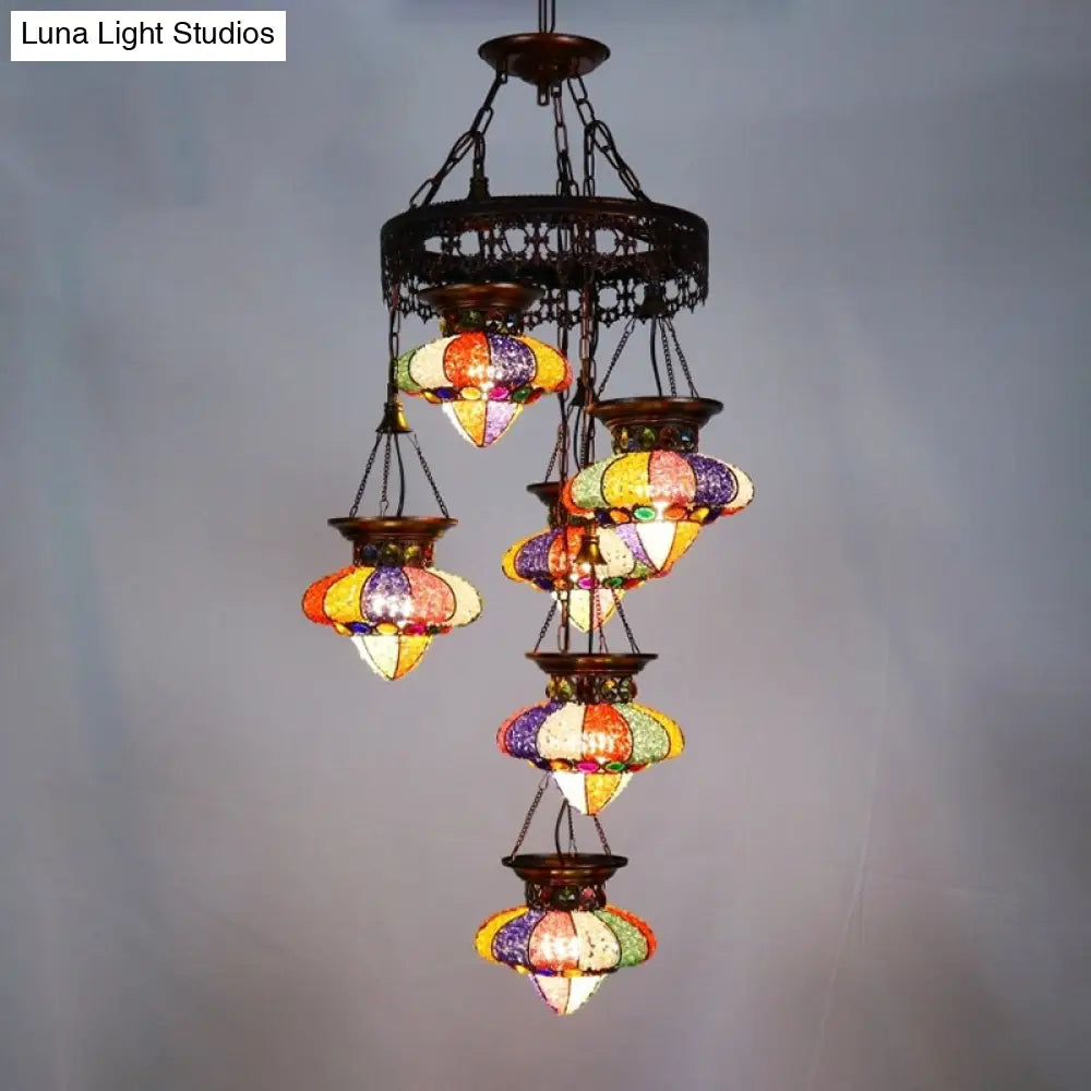 Antique Copper Chandelier: Urn-Shaped Suspension Lighting 4/6 Lights For Dining Room
