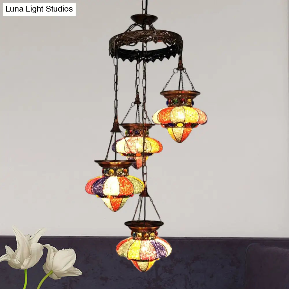 Antique Copper Chandelier: Urn-Shaped Suspension Lighting 4/6 Lights For Dining Room