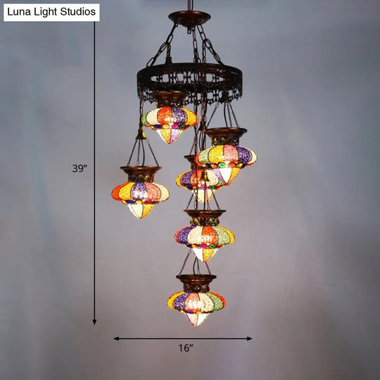 Antique Copper Chandelier: Urn-Shaped Suspension Lighting 4/6 Lights For Dining Room