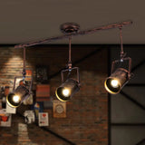 Antique Cylinder Track Light - Wrought Iron Ceiling Fixture For Coffee Shop 3 / Rust