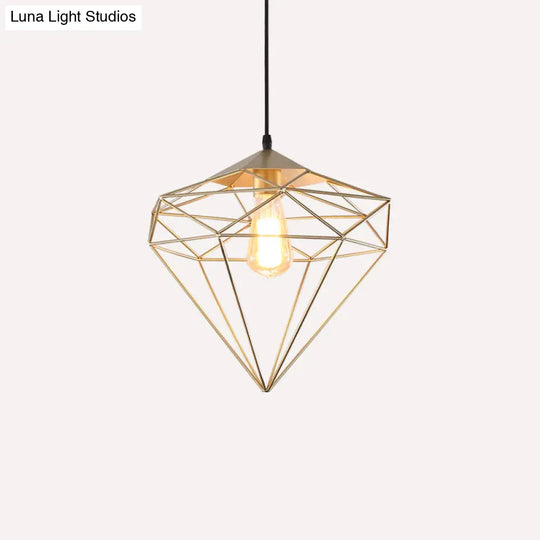 Antique Gemstone Iron Pendant Light - Elegant 1-Light Fixture For Dining Room Gold / A
