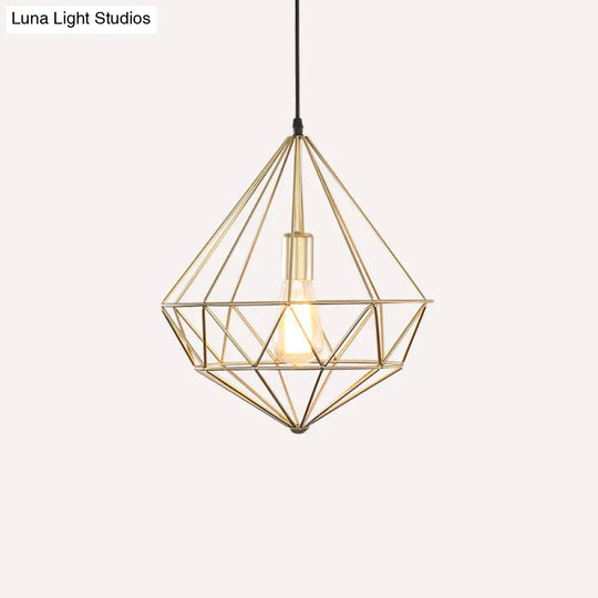 Antique Gemstone Iron Pendant Light - Elegant 1-Light Fixture For Dining Room Gold / C