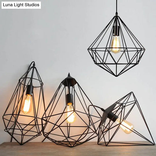 Antique Gemstone Iron Pendant Light - Elegant 1-Light Fixture For Dining Room