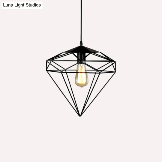 Antique Gemstone Iron Pendant Light - Elegant 1-Light Fixture For Dining Room Black / A