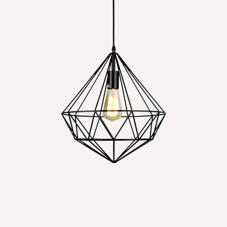 Antique Gemstone Iron Pendant Light – 1-Light Dining Room Hanging Fixture Black / C
