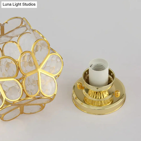 Antique Gold Colonial Style Petal Polyhedron Ceiling Light Flush-Mount Lamp