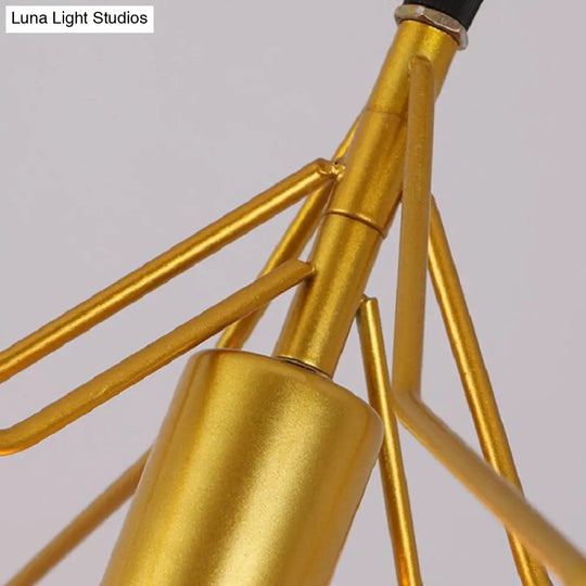 Antique Gold Star Cage Pendant Light - Elegant 1-Light Fixture For Dining Room