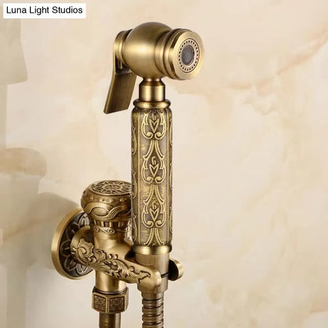 Antique Hand Held Bidet Sprayer Douche Toilet Kit Shattaf Shower Head Gold Copper Valve Set Jet Brass Toilet Bidet