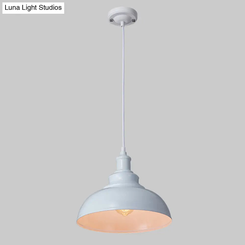 Antique Metal Pendant Light For Dining Room - 1-Light Hanging Fixture White / 12