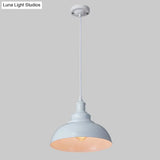 Antique Metal Pendant Light For Dining Room - 1-Light Hanging Fixture White / 12