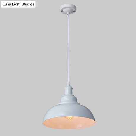 Antique Metal Pendant Light For Dining Room - 1-Light Hanging Fixture White / 12