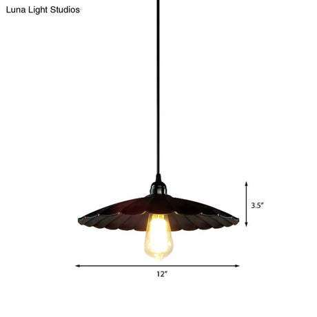 Scalloped Pendant Lamp - Antique Style 10/12 Dia 1 Head Metal Hanging Light Fixture For Kitchen