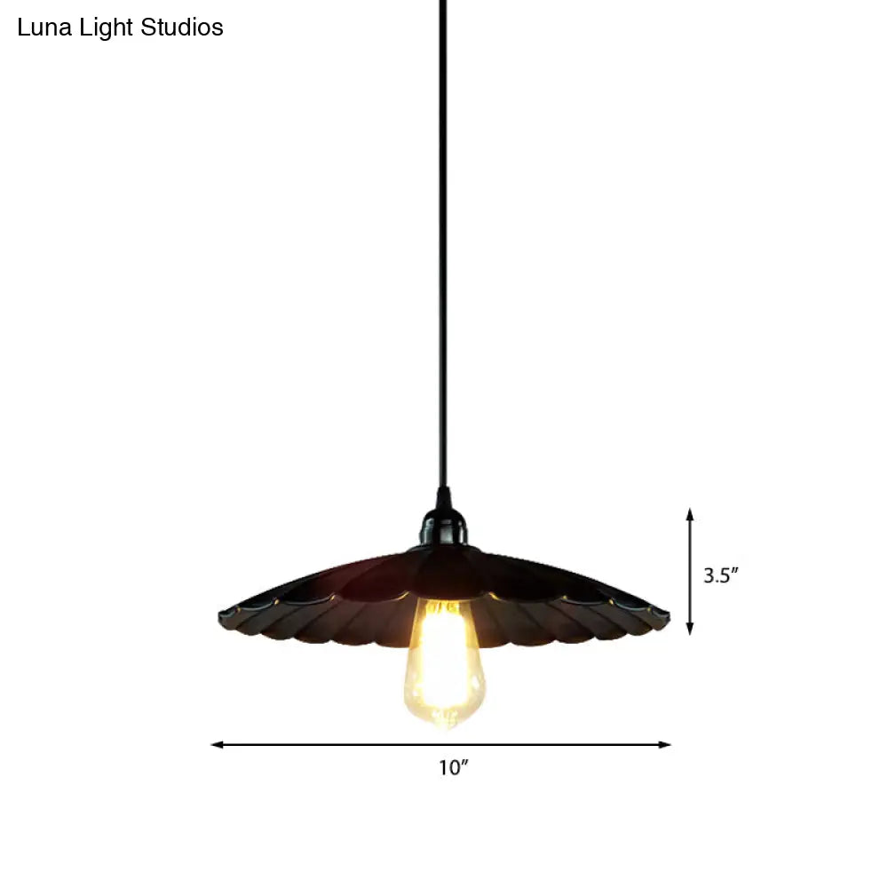 Antique Scalloped Pendant Lamp - 10’/12’ Dia Black’ Perfect For Your Kitchen