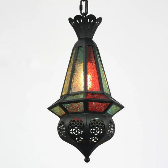Antique Shaded Single Suspension Pendant Light In Black For Cafes / A