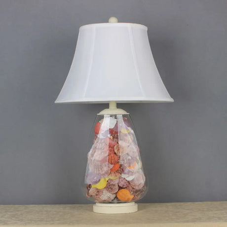 Antique Style Empire Shade Nightstand Lamp White Fabric 1 Head 12/16 Width / 16