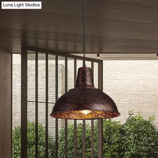 Antique Stylish Domed Suspension Light With Metallic Ceiling Pendant - Black/White