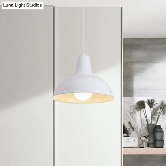 Antique Stylish Domed Suspension Light With Metallic Ceiling Pendant - Black/White