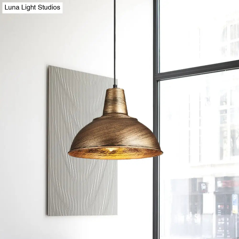 Antique Stylish Domed Suspension Light With Metallic Ceiling Pendant - Black/White