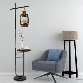 Antiqued Clear Glass Kerosene Lamp: Stylish Led Living Room Floor Light In Black/White Black