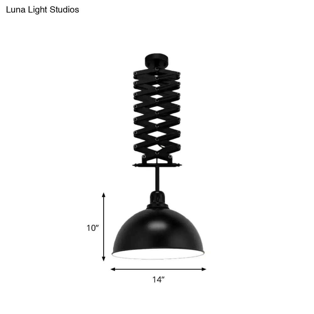 Antiqued Dome Pendant Ceiling Lamp - Telescopic Metallic Design Perfect For Restaurants 1 Bulb