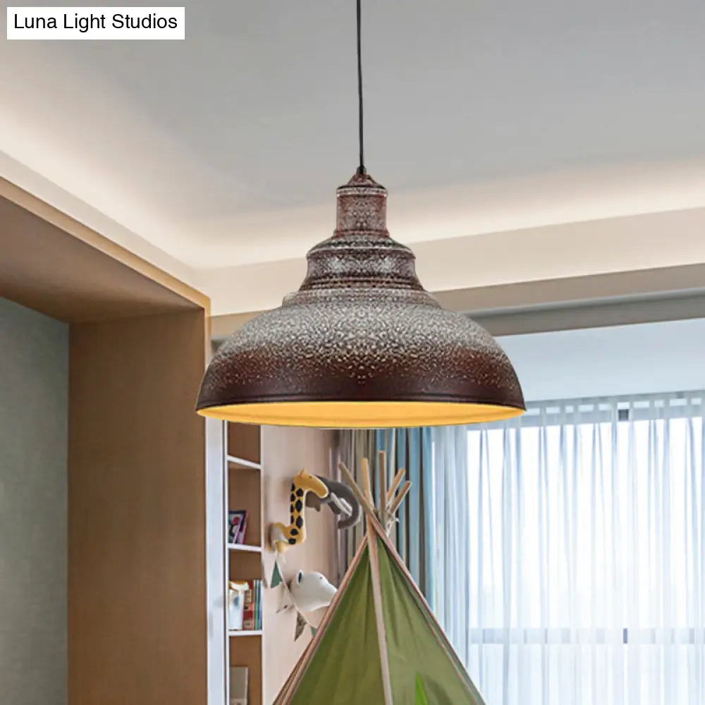 Antiqued Metal Barn Pulley Pendant Lamp - Blue/Rust Ceiling Lighting For Dining Room