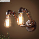 Antiqued Metal Rust Finish Wall Mount Lamp - Vintage Style 2-Light Sconce For Coffee House