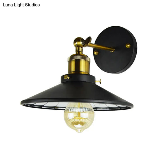 Antiqued Wide Flare Sconce Light Fixture - Wall Mounted Lamp For Restaurant (Black)
