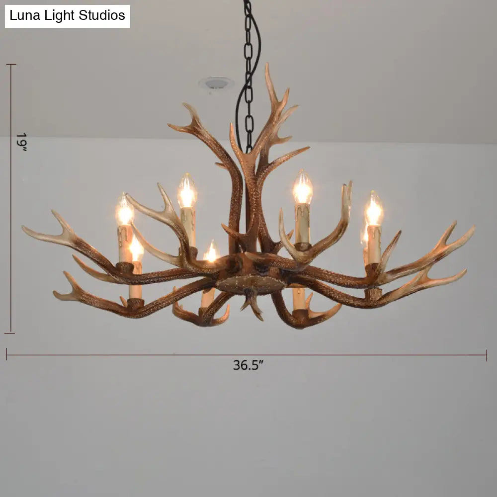 Antler Chandelier: Resin Countryside Living Room Lighting