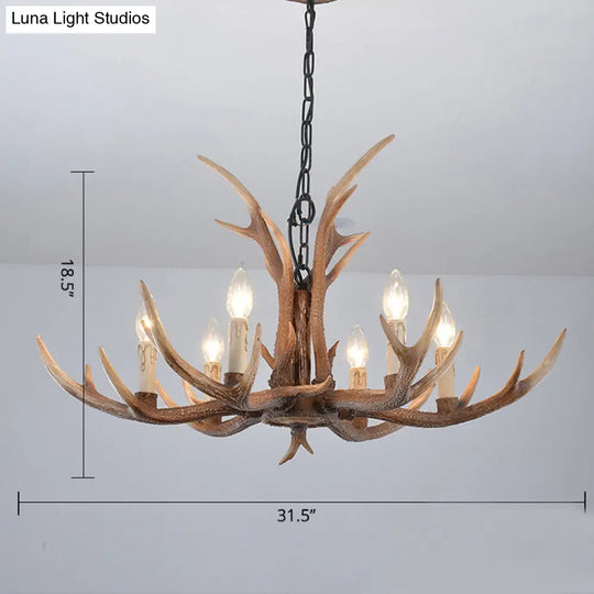 Antler Chandelier: Resin Countryside Living Room Lighting
