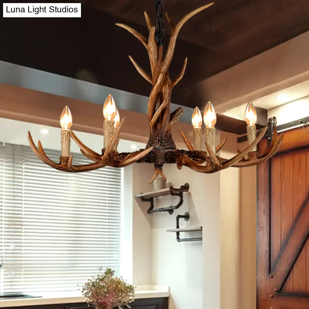 Antler Chandelier: Resin Countryside Living Room Lighting