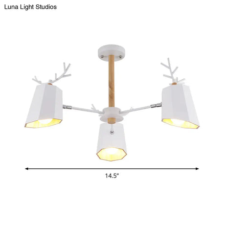 Antler Pendant Light With Tapered Shade: Modern Metal Nordic Lighting Fixture