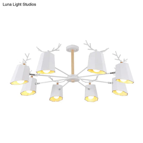 Antler Pendant Light With Tapered Shade: Modern Metal Nordic Lighting Fixture